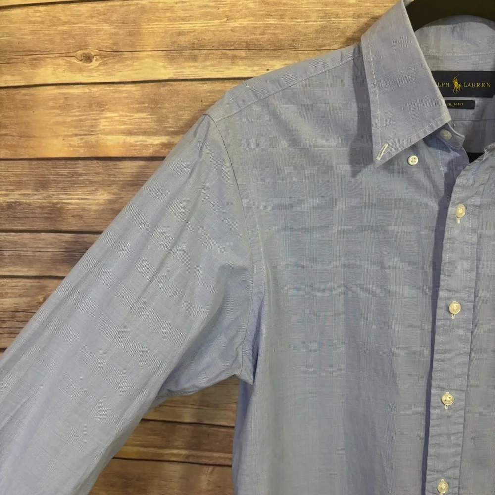 Polo Ralph Lauren Plaid Blue Dress Shirt 15 1/2     32/33